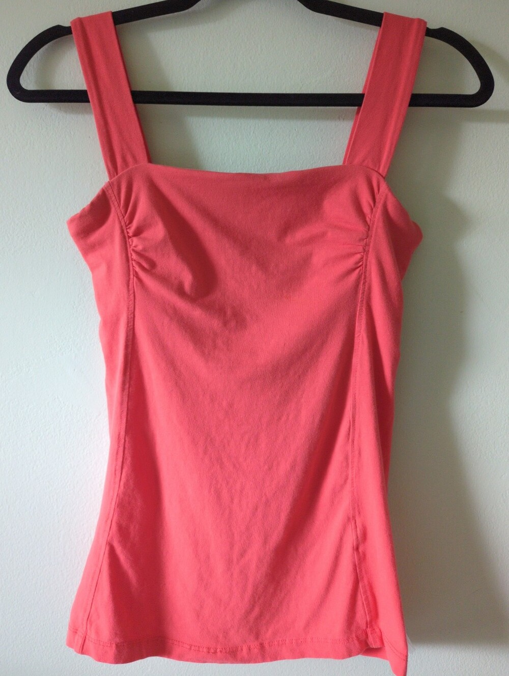 Cotton Suzy Shier Square Neck Orange Ruched Tank Top Small Y2k